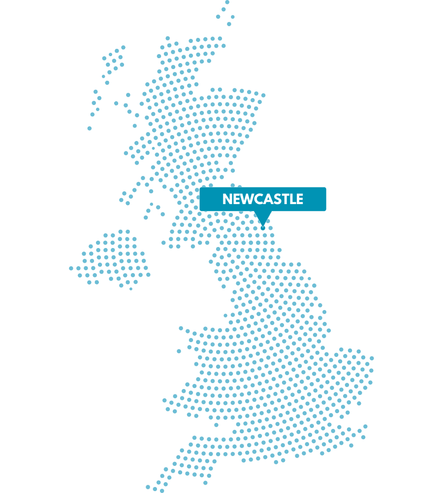 Map graphic with a pin and label reading Nottingham