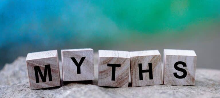 Picture of the word 'myths' spelled out on wooden blocks - HR franchising myths