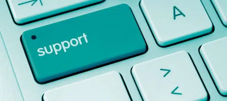 Image of a computer keyboard with 'support' on one botton - HR franchise support
